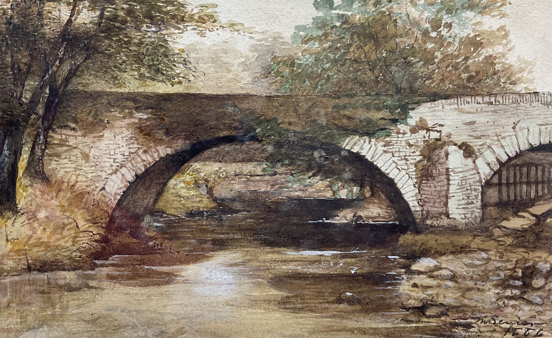 Mark Senior (Staithes Group 1864-1927): Brathay Bridge near Clappersgate Cumbria