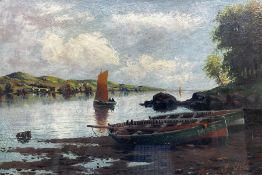 J Gibb (19th century): Montrose Fishing Boats in an Estuary