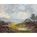 Lewis Creighton (British 1918-1996): Sunlight Through the Clouds - Moorland Landscape