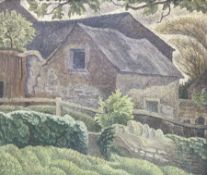 J Higgins (British Early/Mid-20th century): Impressionist Cottage Landscape