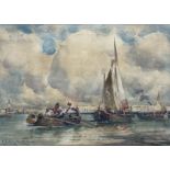 Edmund Aubrey Hunt (American 1855-1922): Fishermen and Sailing Vessels near Venice