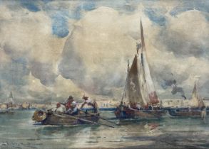 Edmund Aubrey Hunt (American 1855-1922): Fishermen and Sailing Vessels near Venice