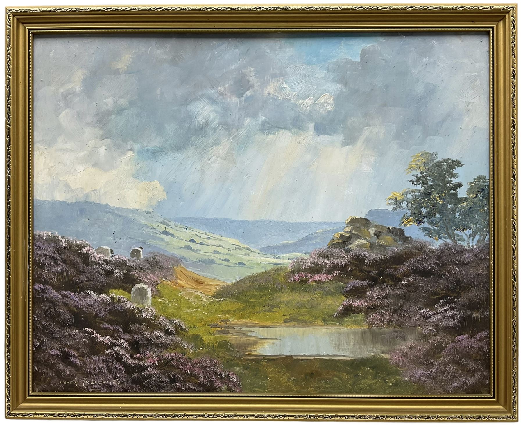 Lewis Creighton (British 1918-1996): Sunlight Through the Clouds - Moorland Landscape - Image 2 of 4