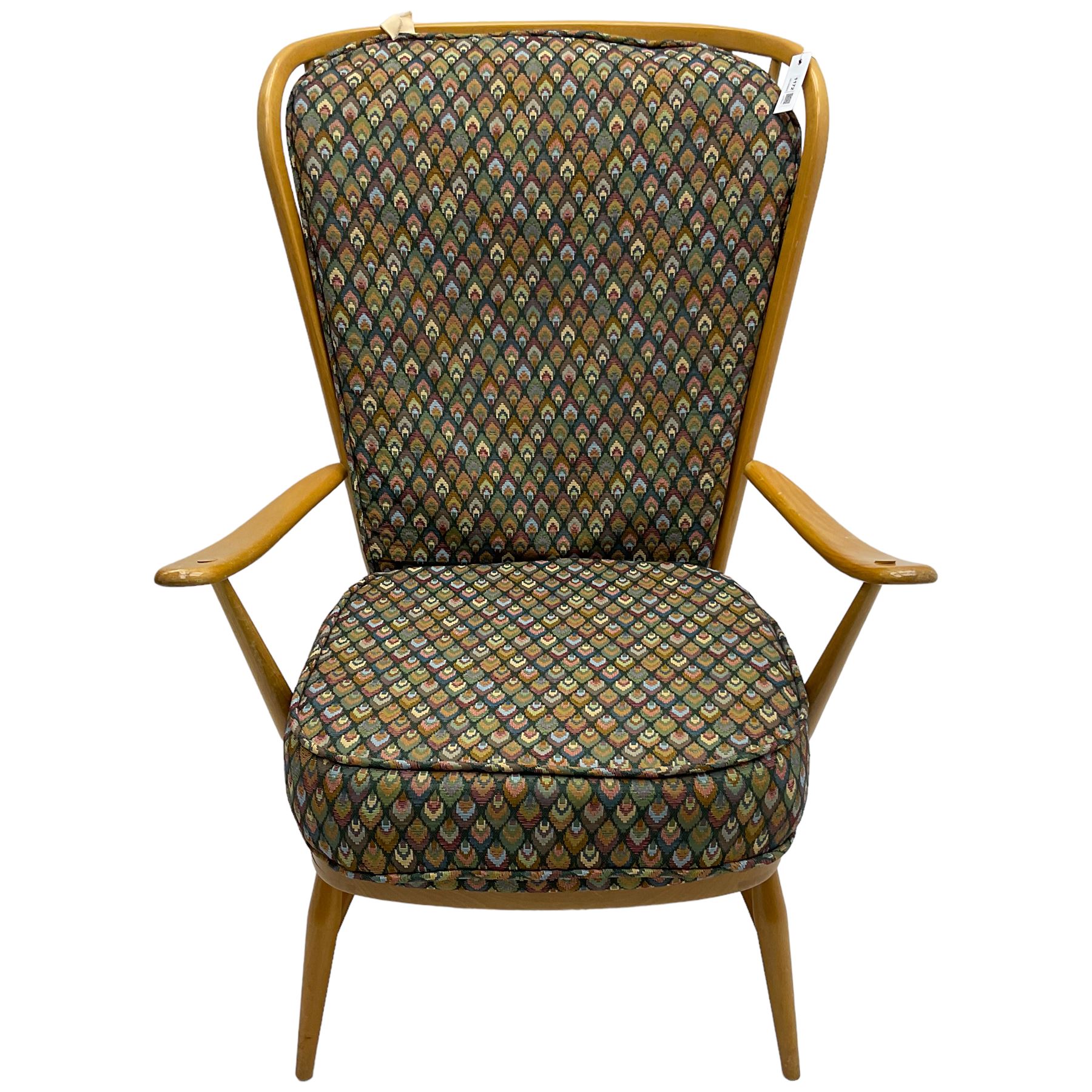 Ercol - light beech framed high-back 'Windsor' easy chair - Image 5 of 7