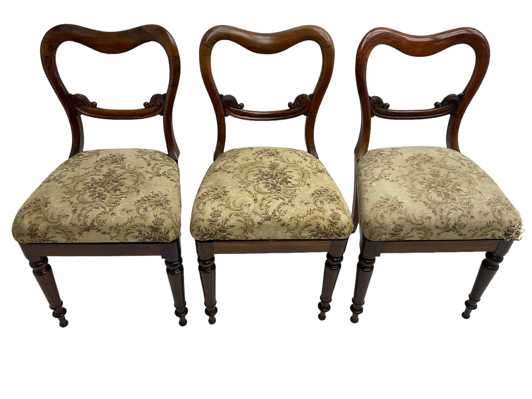 Set of six Victorian rosewood shaped balloon back dining chairs - Image 7 of 13