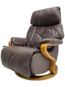 Himolla - contemporary swivel and reclining armchair upholstered in taupe leather
