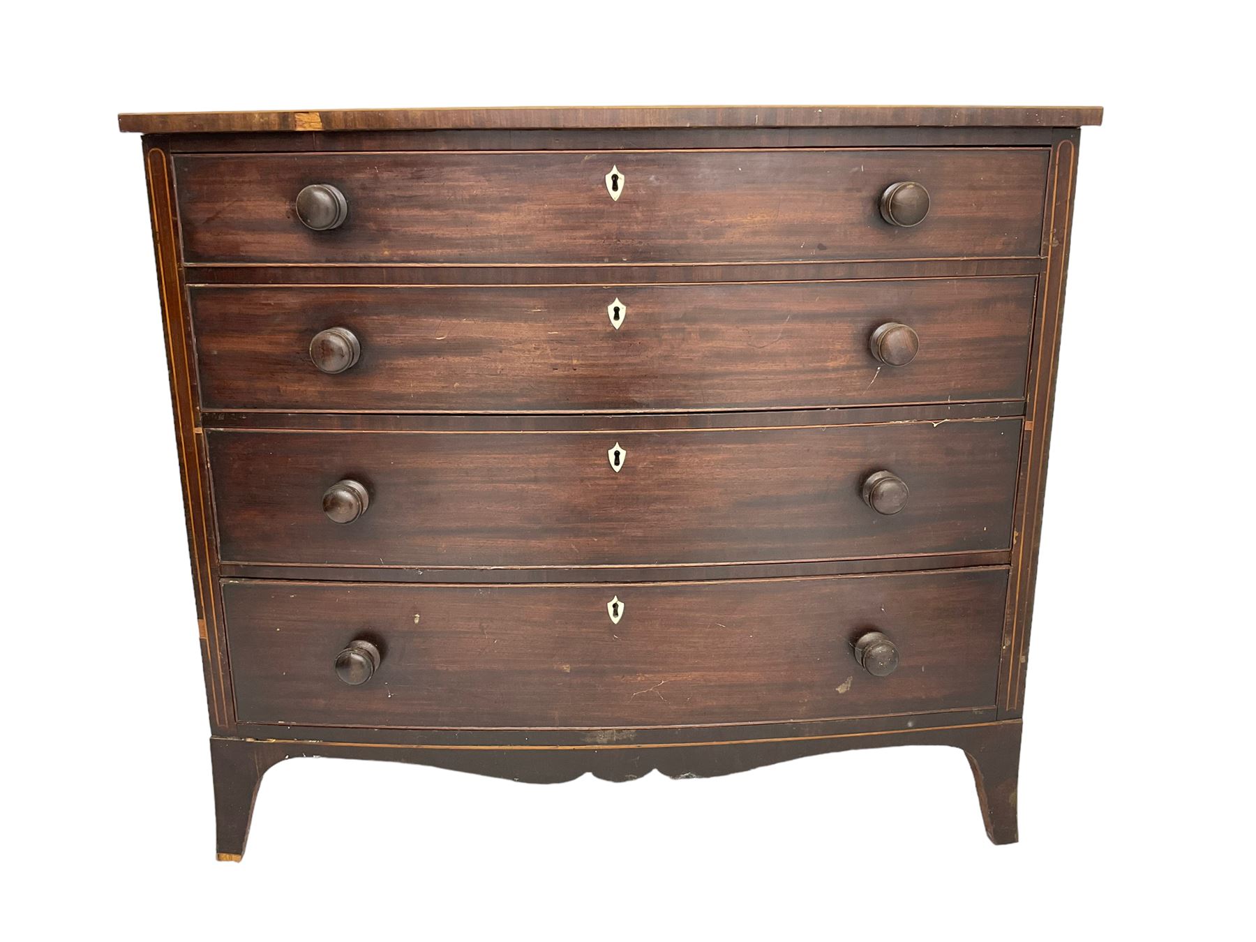 George III mahogany bow-front chest - Image 2 of 10