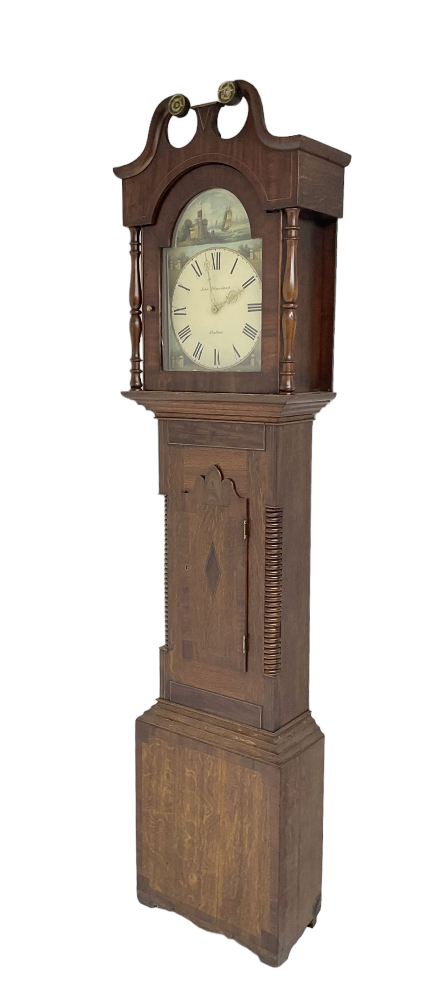 John Staniland of Malton - mid 19th century oak and mahogany 30 hour longcase clock c1860