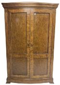 Regency design walnut bow-front double wardrobe