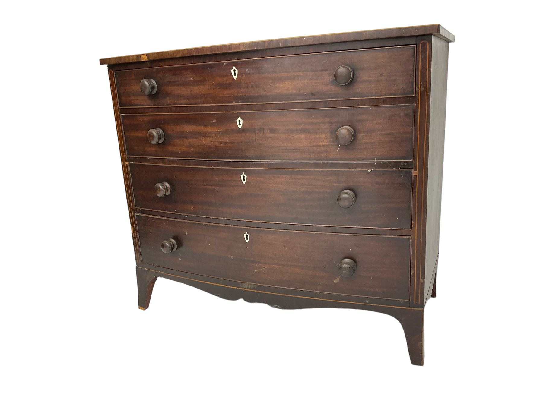 George III mahogany bow-front chest - Image 8 of 10