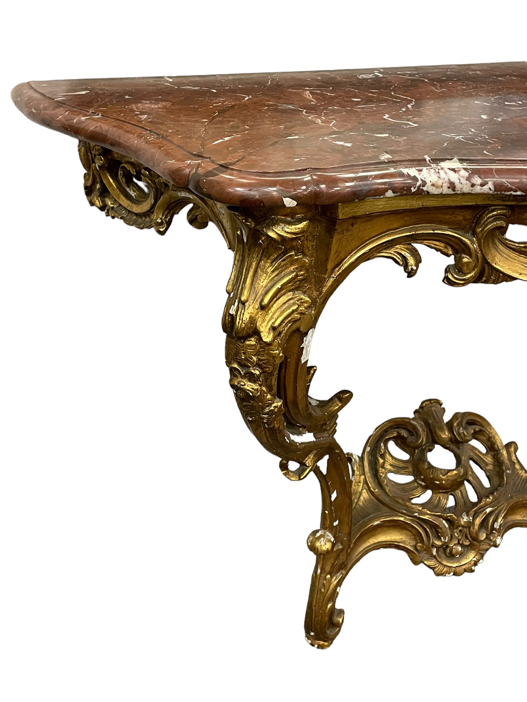 19th century giltwood and gesso console table and mirror - Image 3 of 12