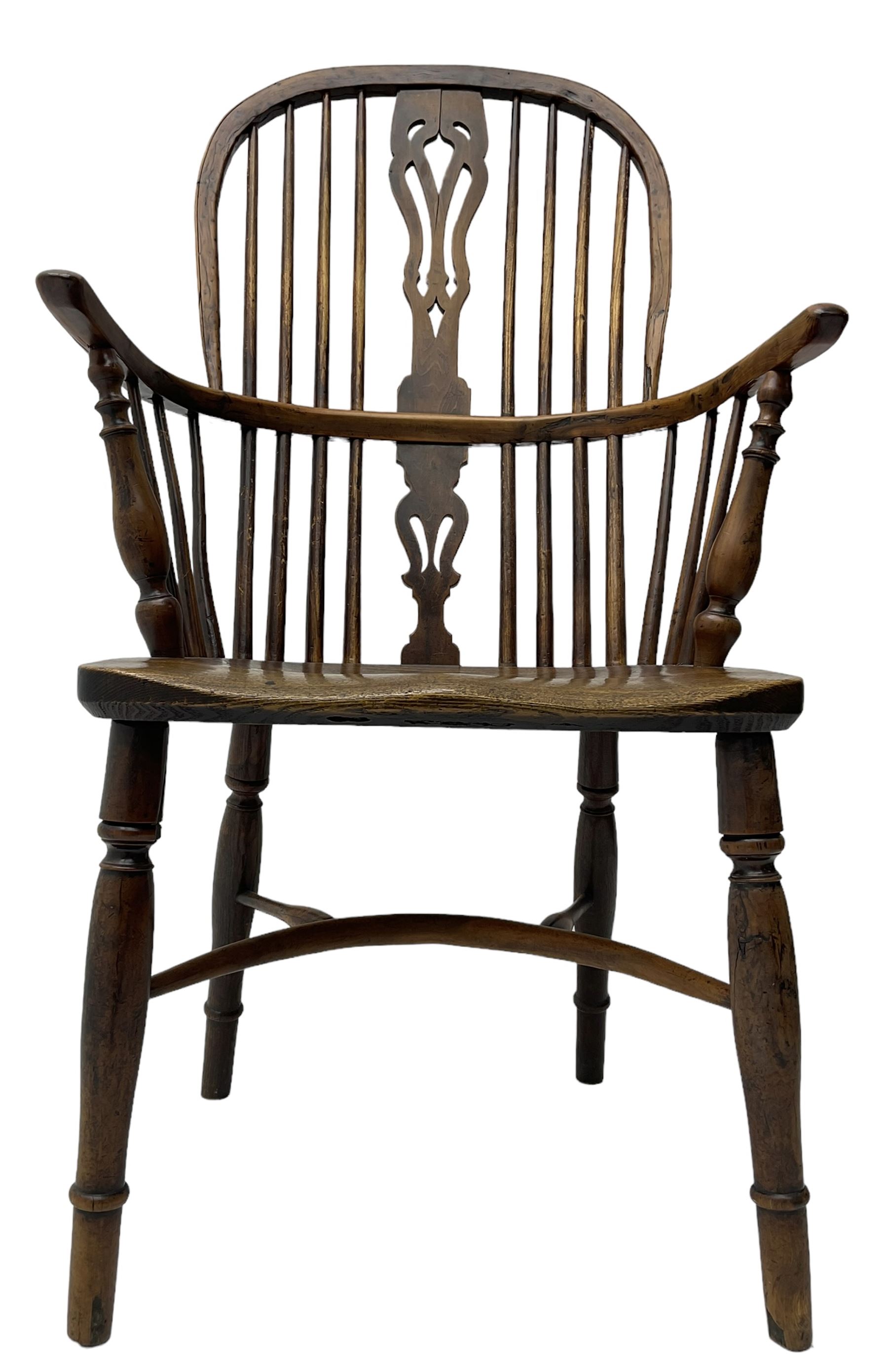 19th century yew wood and elm Windsor chair - Image 5 of 7