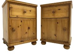 Pair of waxed pine bedside cabinets