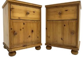 Pair of waxed pine bedside cabinets