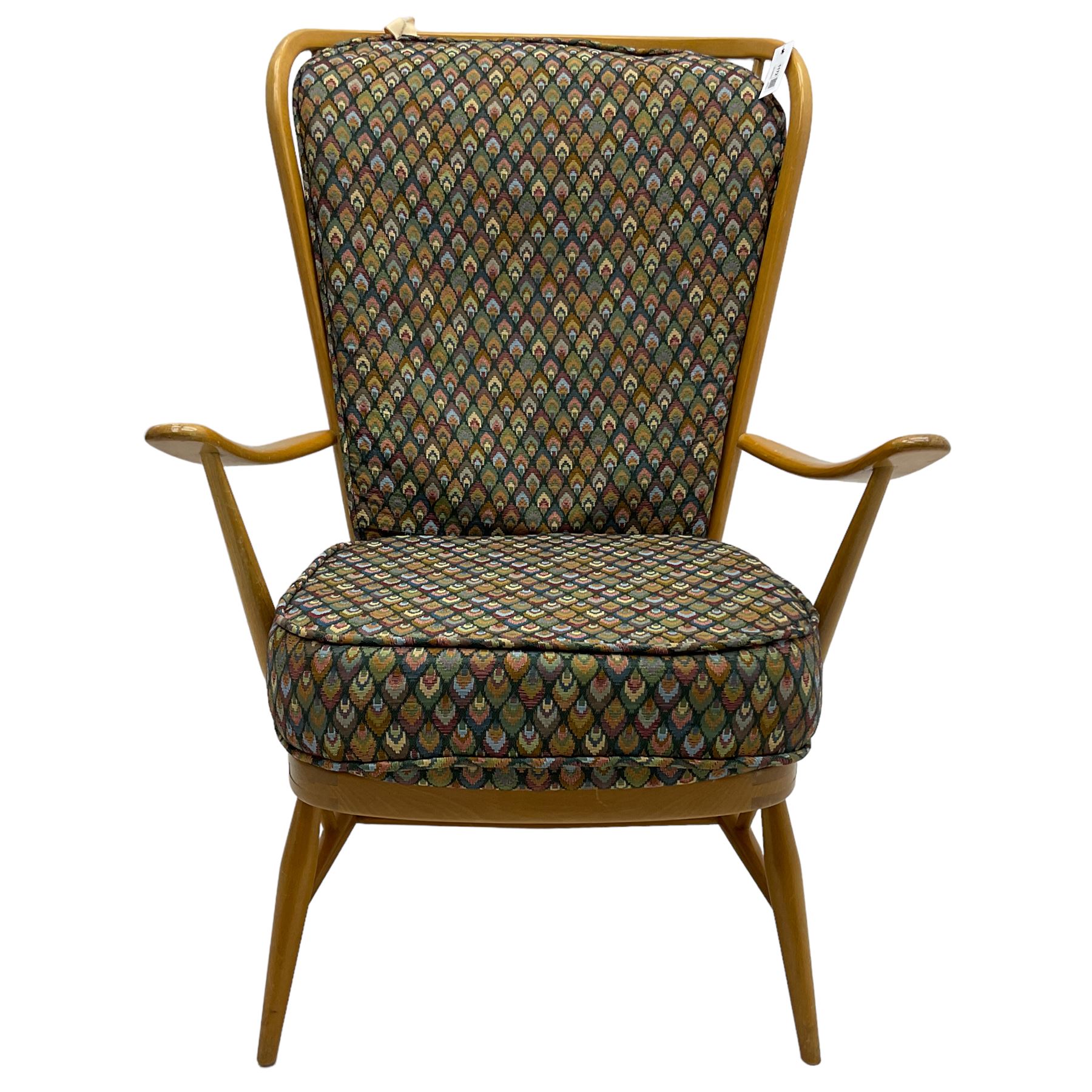 Ercol - light beech framed high-back 'Windsor' easy chair - Image 6 of 7