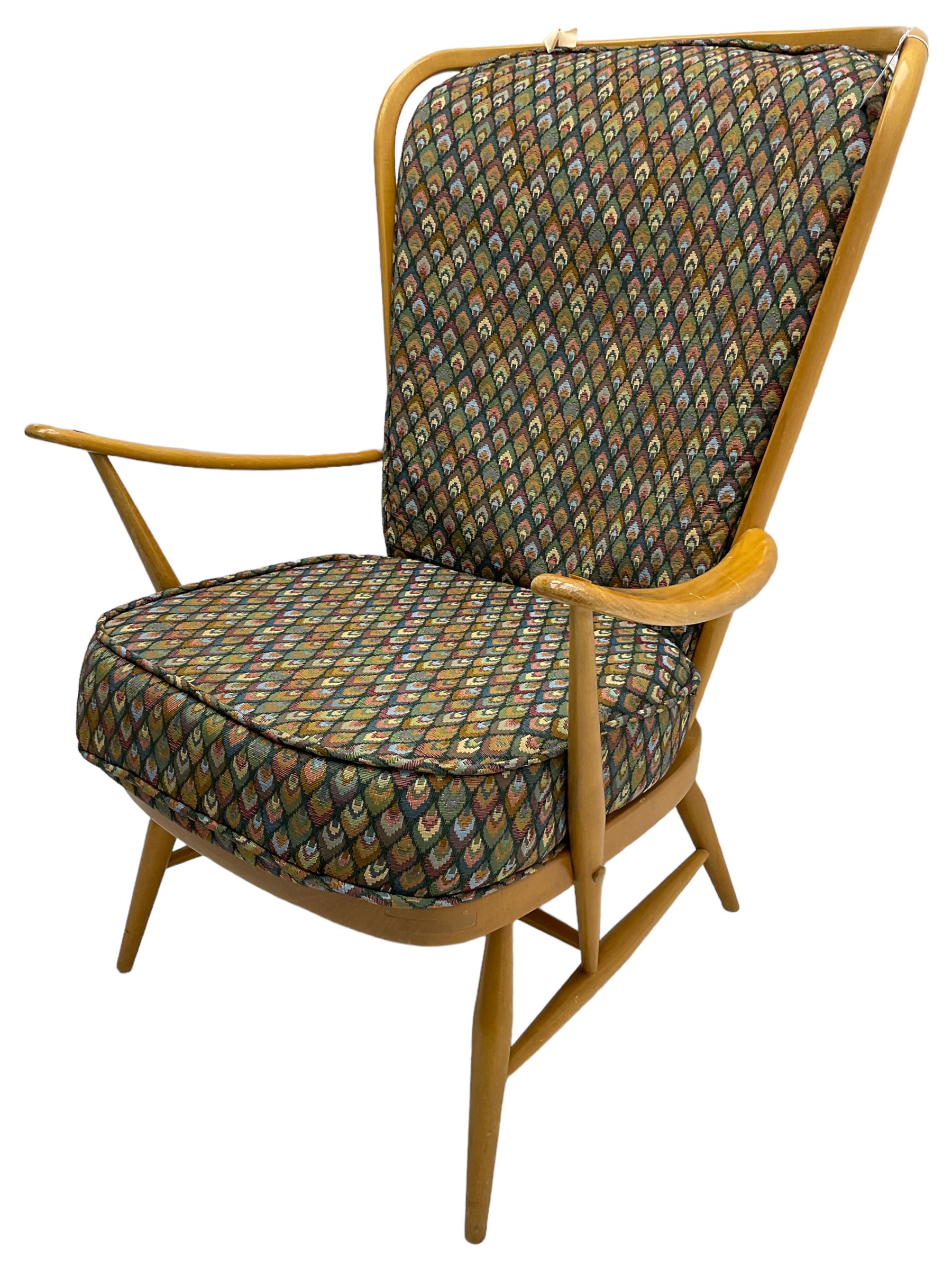 Ercol - light beech framed high-back 'Windsor' easy chair - Image 4 of 7