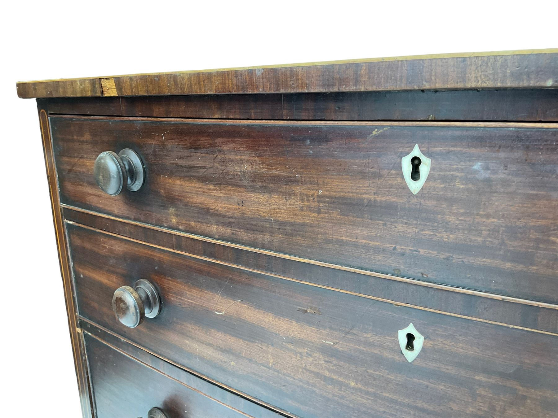 George III mahogany bow-front chest - Image 10 of 10