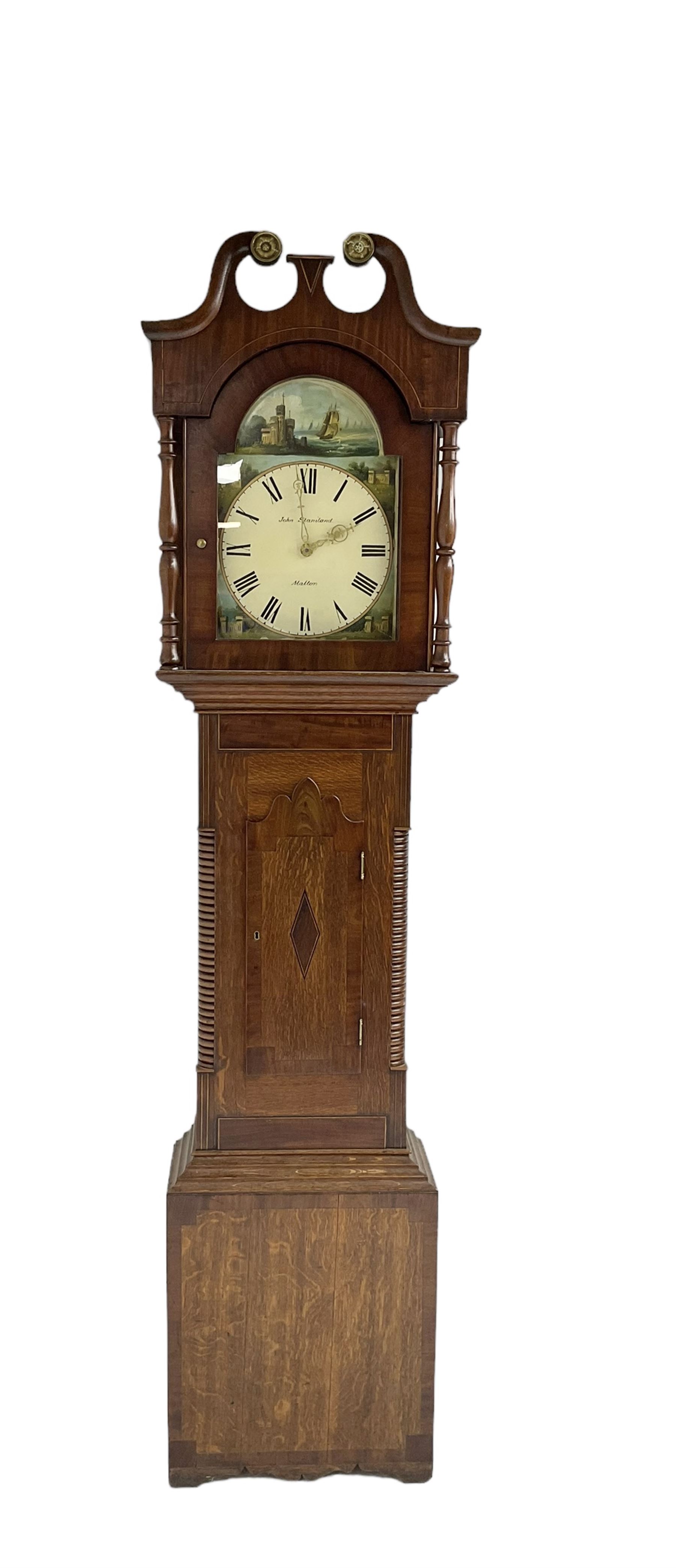 John Staniland of Malton - mid 19th century oak and mahogany 30 hour longcase clock c1860 - Image 3 of 6