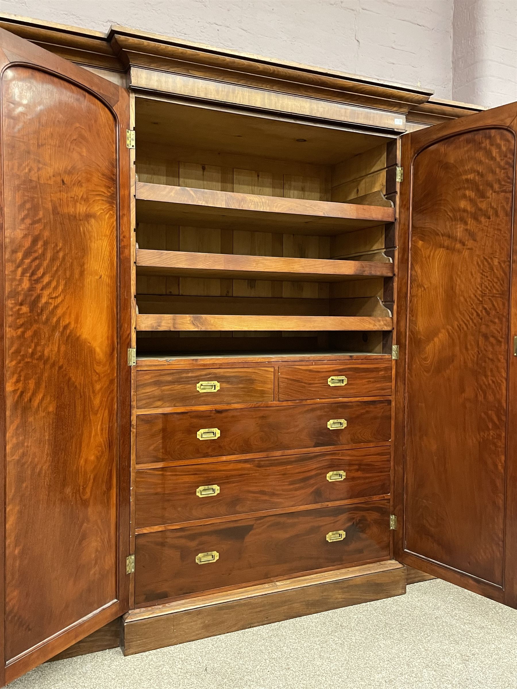 19th century figured mahogany quadruple breakfront press wardrobe - Image 10 of 16