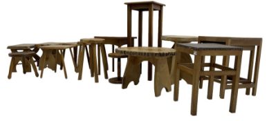 Collection of 20th century oak stools of varying form