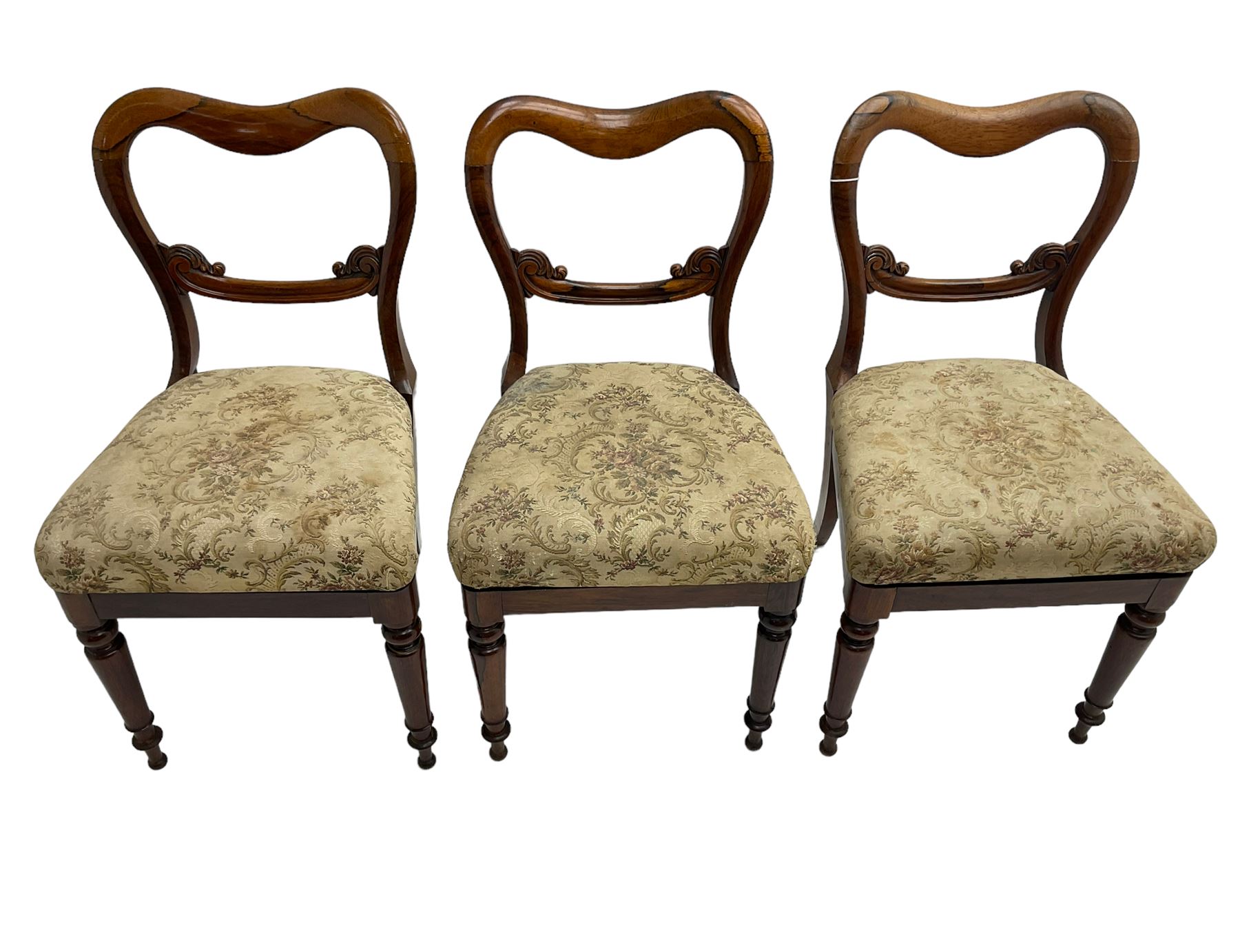 Set of six Victorian rosewood shaped balloon back dining chairs - Image 11 of 13