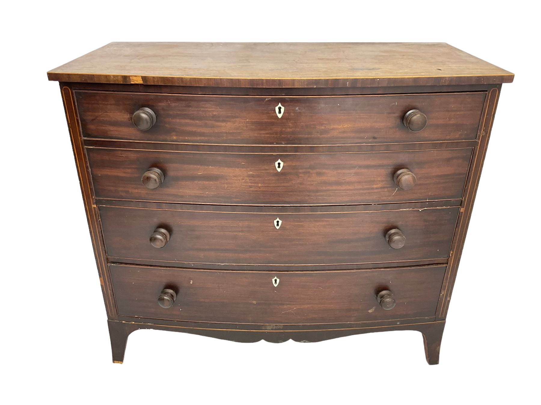 George III mahogany bow-front chest - Image 3 of 10