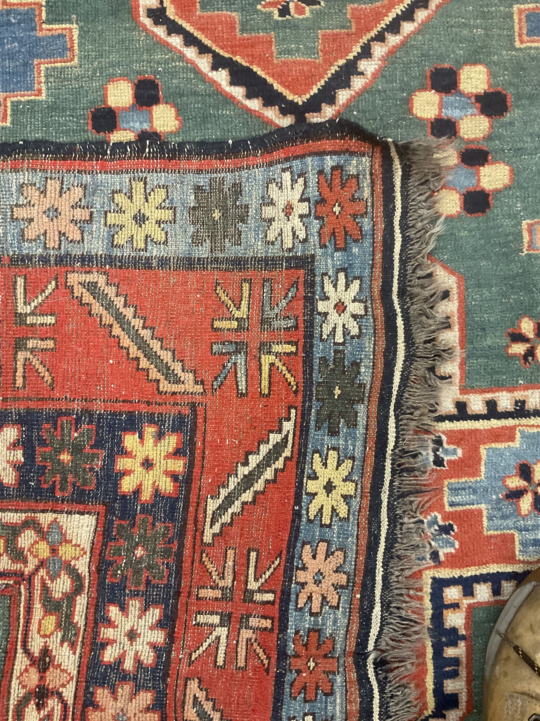 Caucasian turquoise ground rug - Image 6 of 6