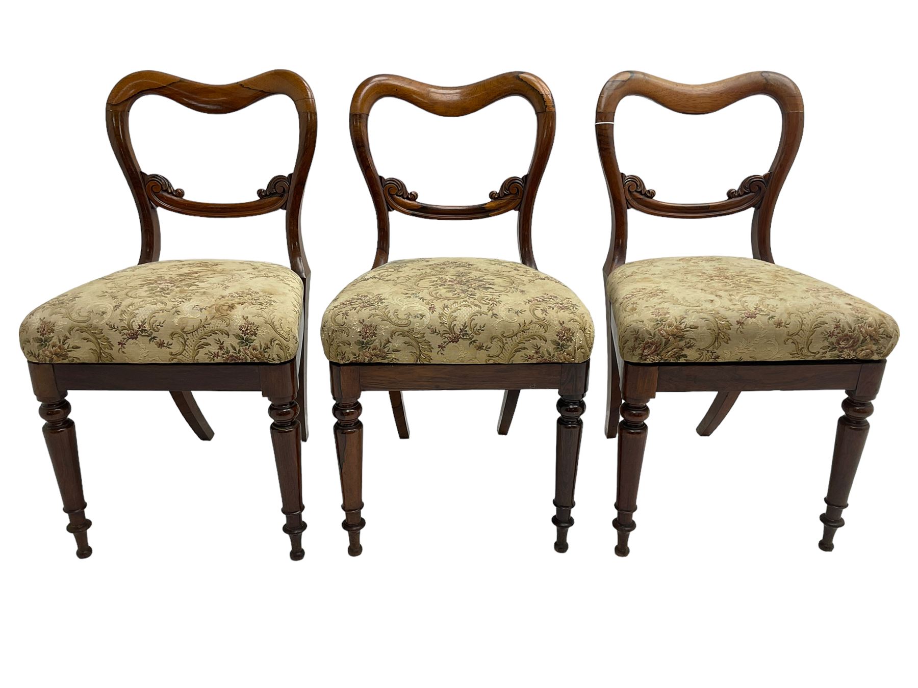 Set of six Victorian rosewood shaped balloon back dining chairs - Image 12 of 13