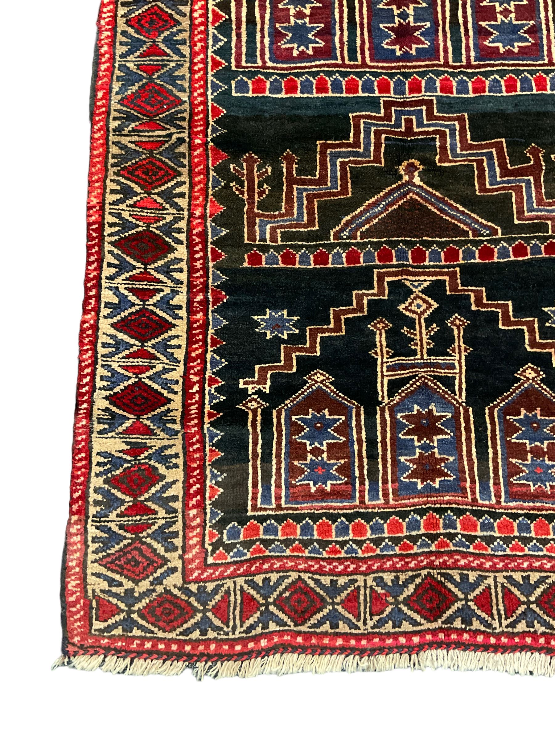 Baluchi dark indigo and crimson ground rug - Image 2 of 5