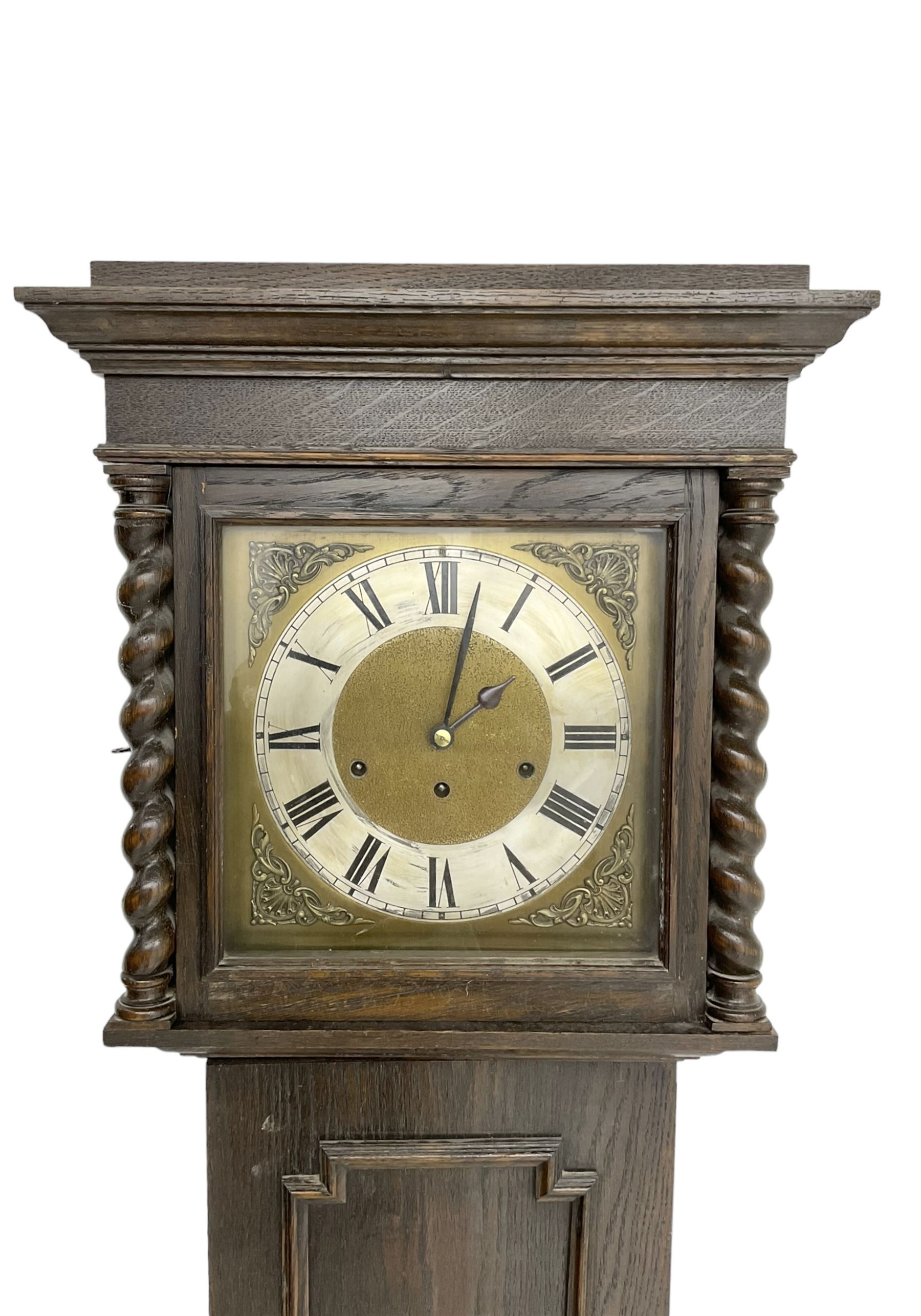 Early 20th century German oak cased 8-day longcase clock - Image 4 of 6