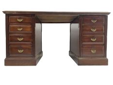 Edwardian mahogany twin pedestal desk