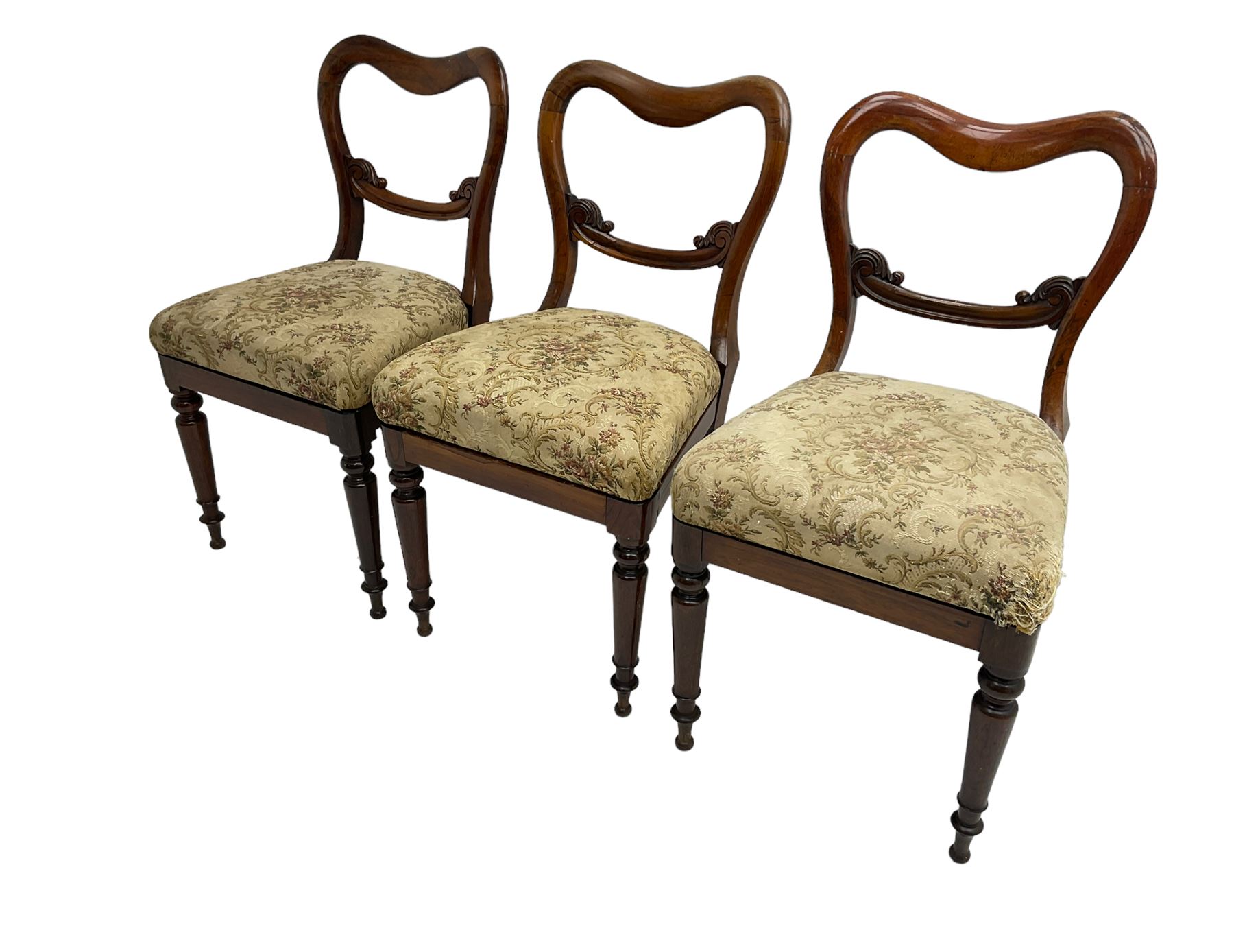 Set of six Victorian rosewood shaped balloon back dining chairs - Image 3 of 13