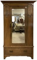 Edwardian oak single wardrobe