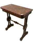 19th century oak and marble side table