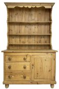 Early 20th century and later pitch pine farmhouse dresser