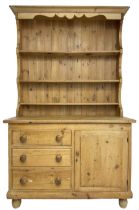 Early 20th century and later pitch pine farmhouse dresser