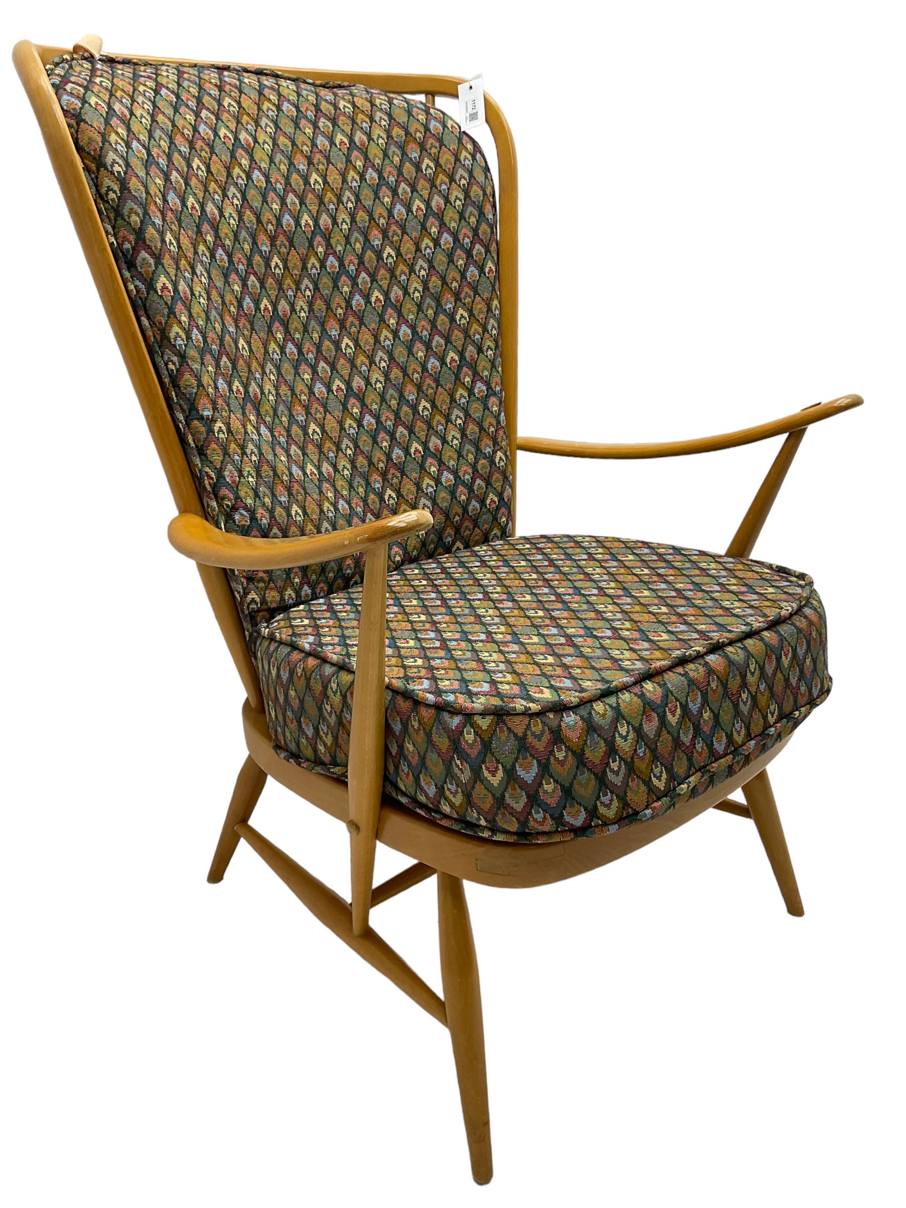 Ercol - light beech framed high-back 'Windsor' easy chair - Image 2 of 7