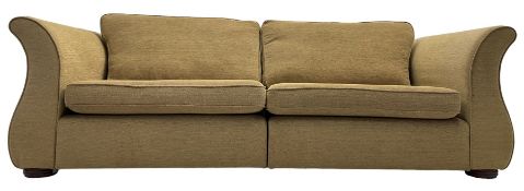Contemporary large three-seat sofa upholstered in light brown textured fabric