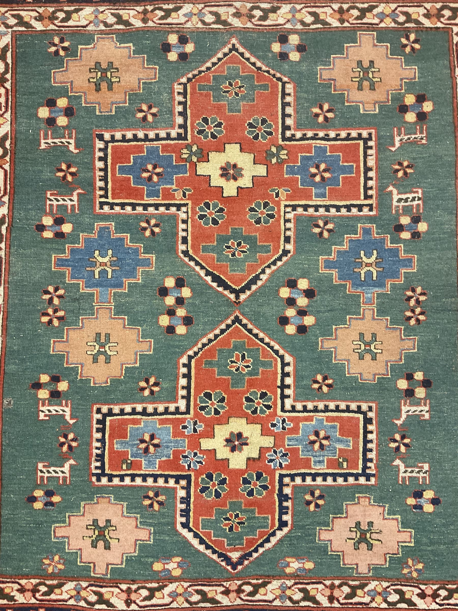 Caucasian turquoise ground rug - Image 5 of 6