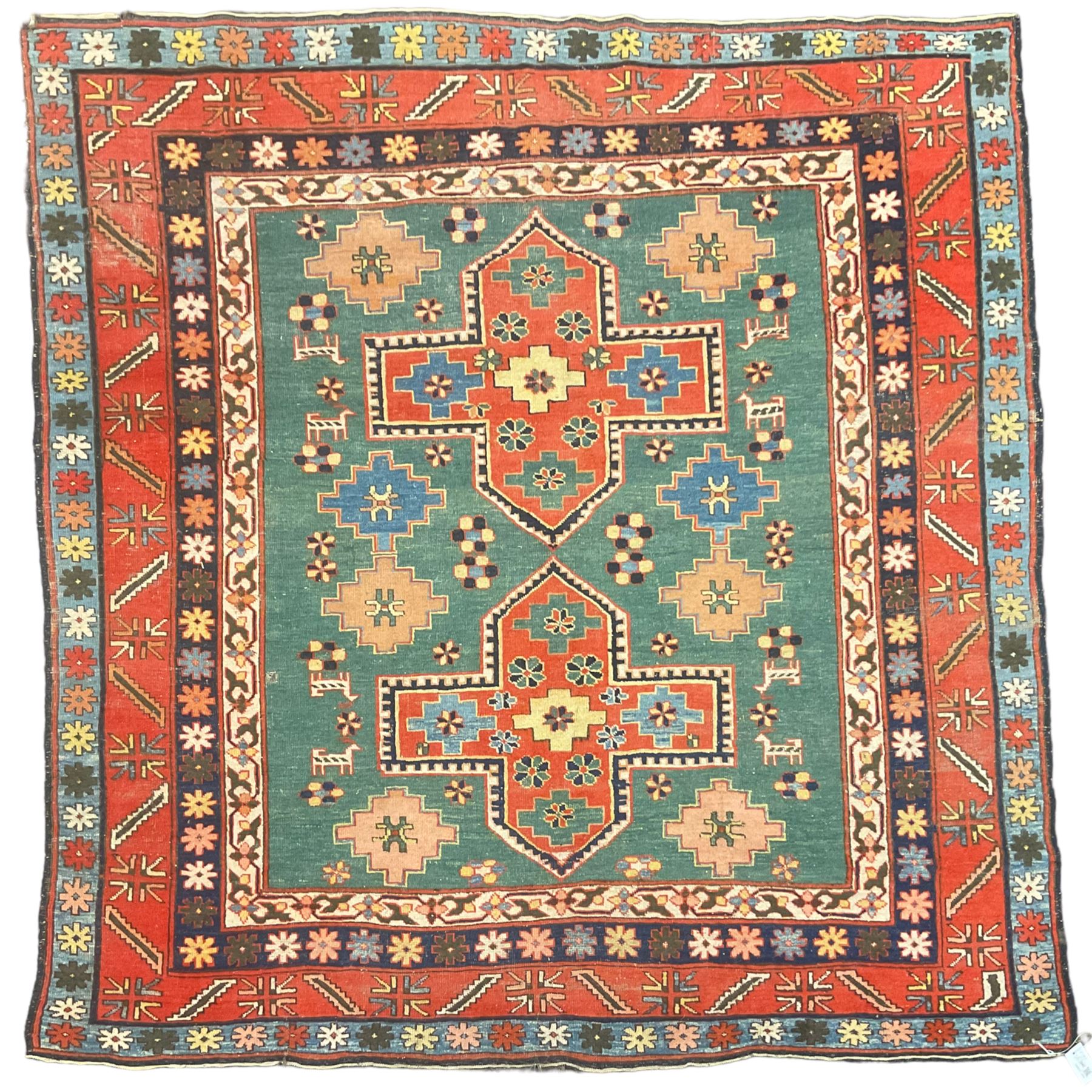 Caucasian turquoise ground rug