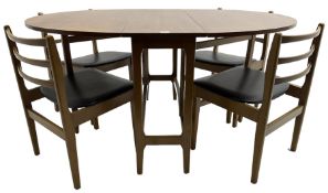 Mid-20th century teak drop leaf dining table (113cm x 147cm