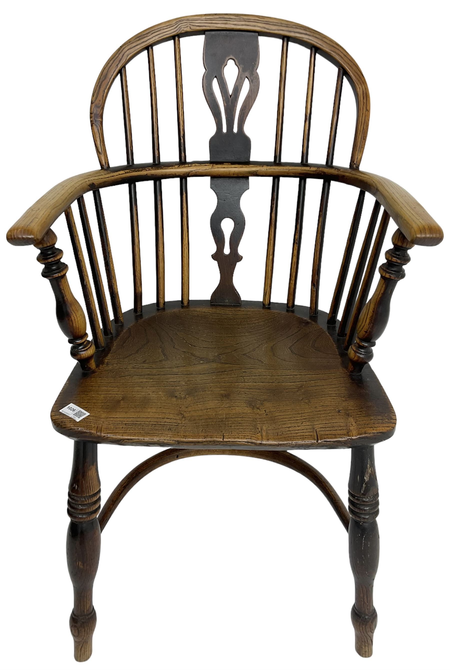 19th century elm and ash Windsor armchair - Image 5 of 7