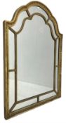 19th century arch top giltwood and gesso framed wall mirror