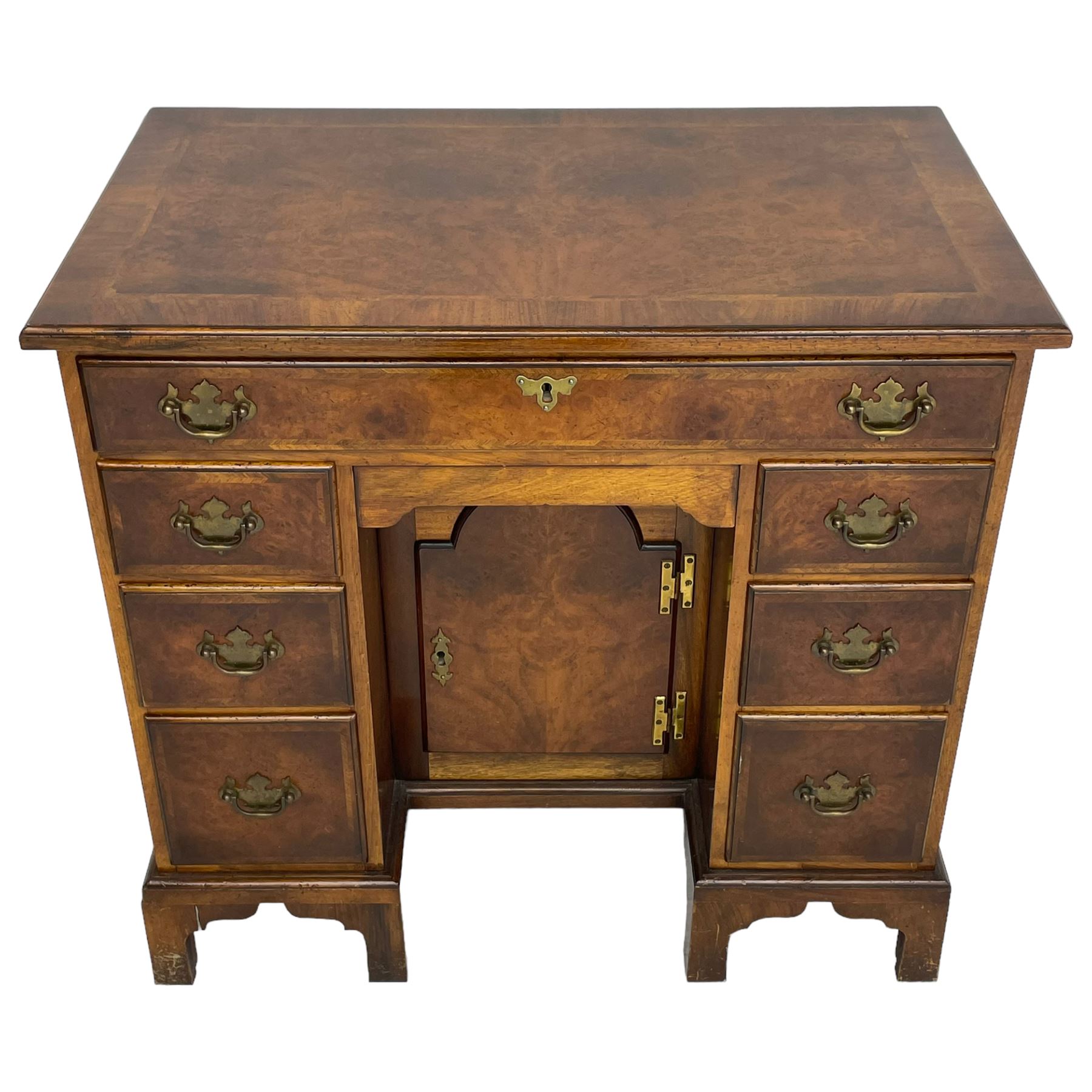 Georgian design figured walnut knee-hole desk - Image 5 of 9