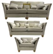 Oak Furnitureland - three-piece lounge suite upholstered in grey fabric