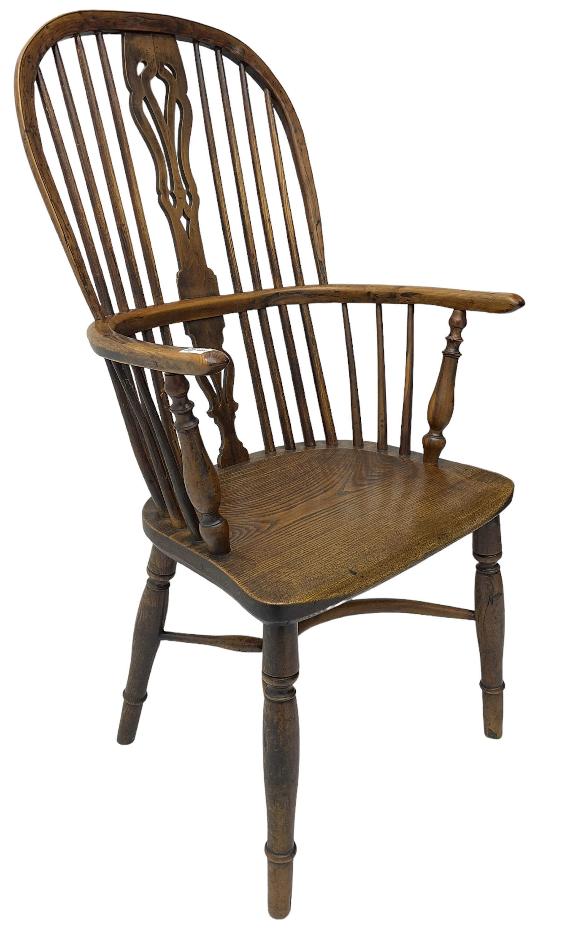 19th century yew wood and elm Windsor chair - Image 7 of 7