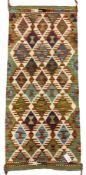 Chobi Kilim multi-coloured geometric design rug