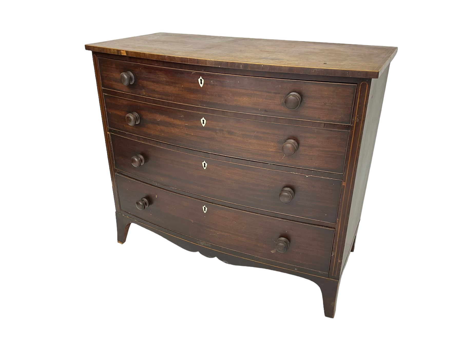 George III mahogany bow-front chest - Image 9 of 10