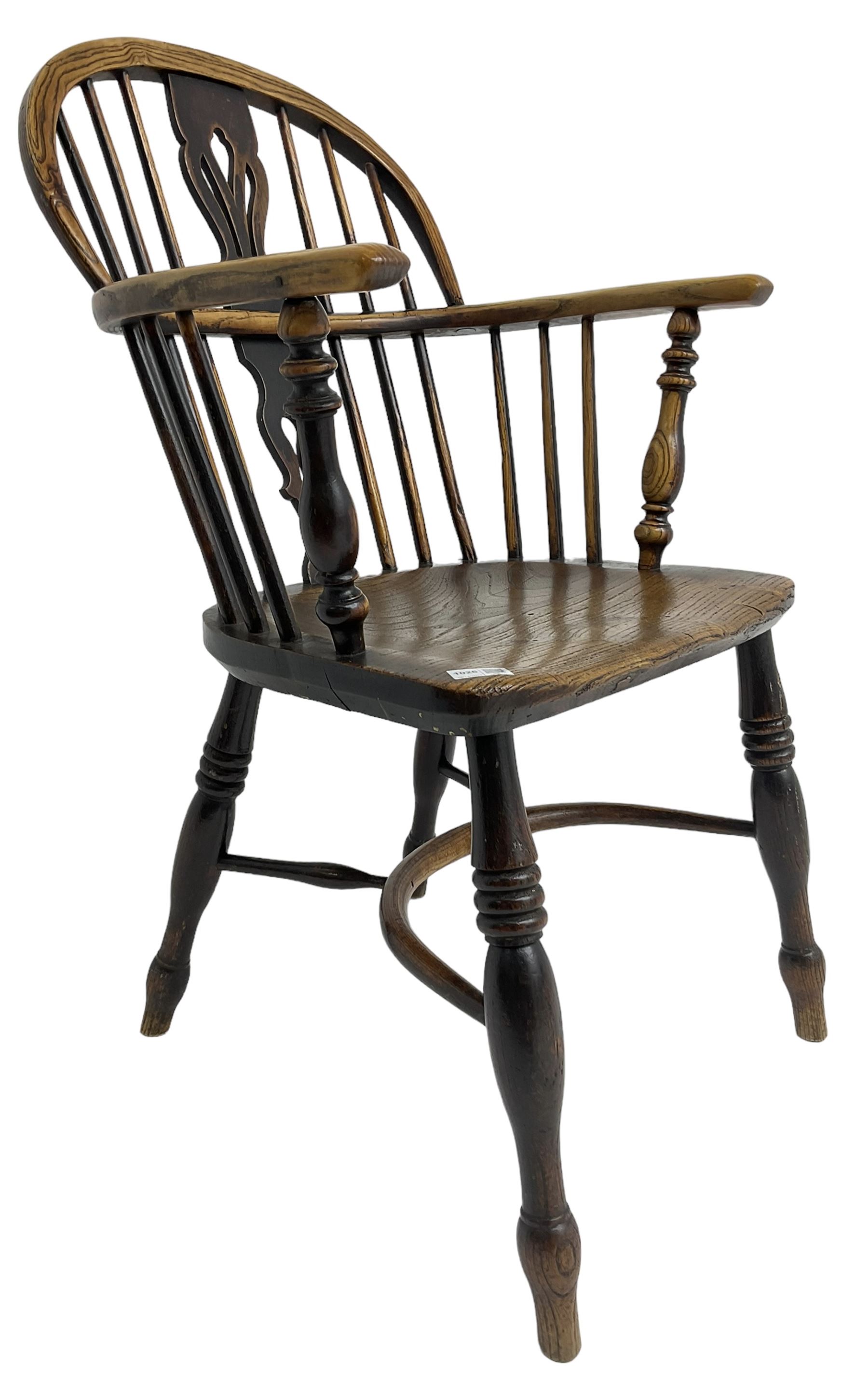 19th century elm and ash Windsor armchair - Image 3 of 7