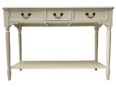 Laura Ashley - 'Clifton' ivory finish three drawer console table